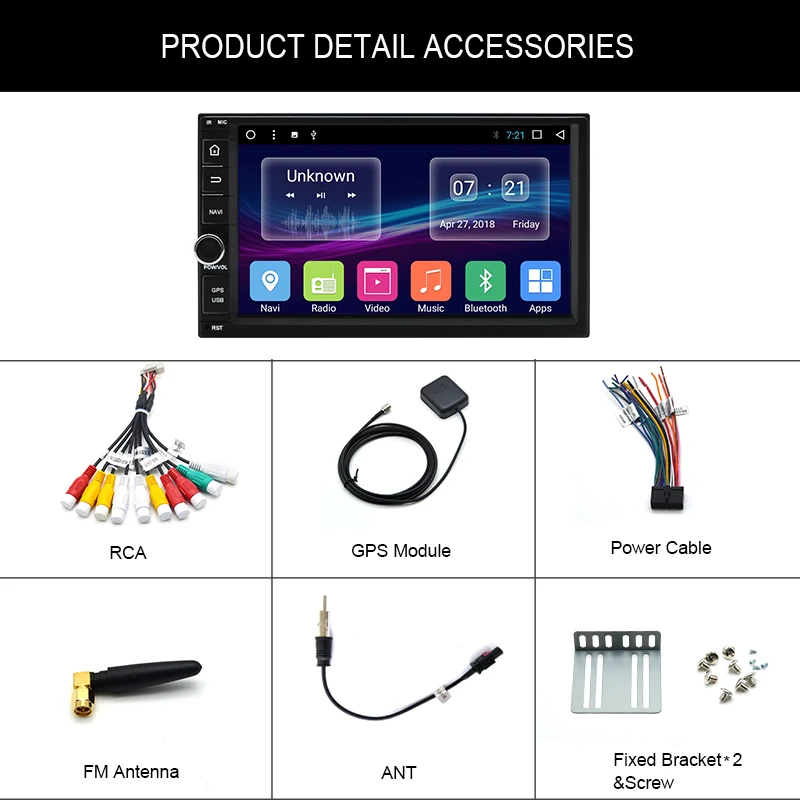 Junsun Universal 2 Din Android 7.1 Автомобиль Мультимедиа Play Tap Планшет для VW Golf GPS навигатор