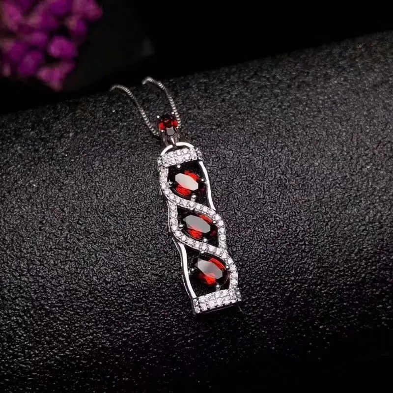 925 sterling silver natural Garnet necklace pendant Beauty A birthday present for a girlfriend's lover. Posting | Украшения и