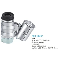 new arrival 1pc 60x mini microscope jeweler loupe lens illuminated magnifier glass with led uv light