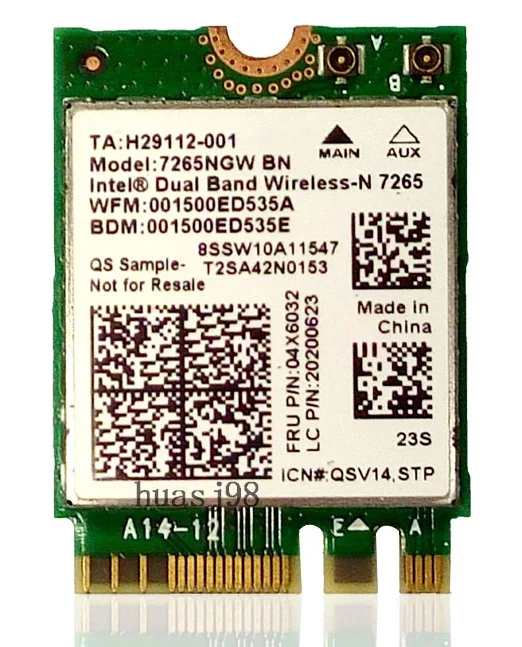 Intel Dual band Wireless-N 7265 7265NGW BN   Bluetooth 4, 0 300 / NGFF 2, 4G/5   IBM Lenovo FRU:04X6032