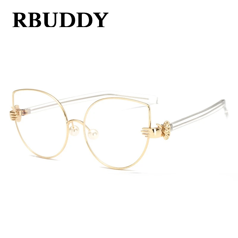 Женские прозрачные очки RBUDDY с прозрачными линзами в металлической оправе розового и золотого цвета 2019|clear