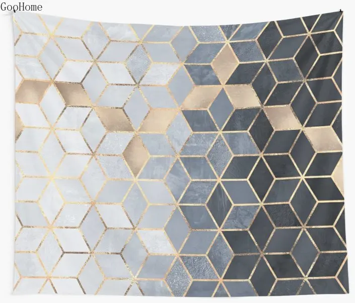 Мягкий синий градиент кубов настенный гобелен покрытие пляжное полотенце пледы