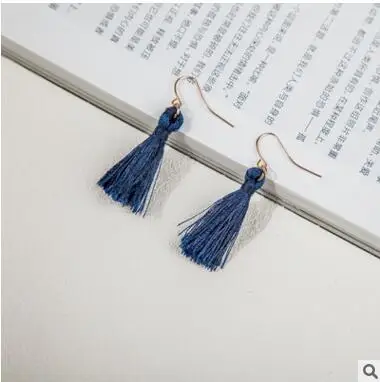 Ea989 красный черный синий кисточкой линии Висячие серьги Этнические хлопковые