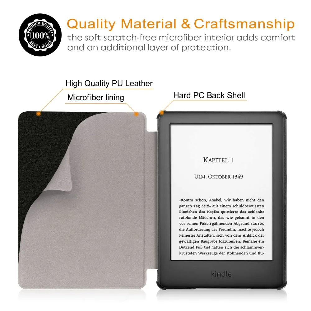 Ультратонкий чехол из искусственной кожи для Amazon New Kindle 2019 выпущенный Магнитный
