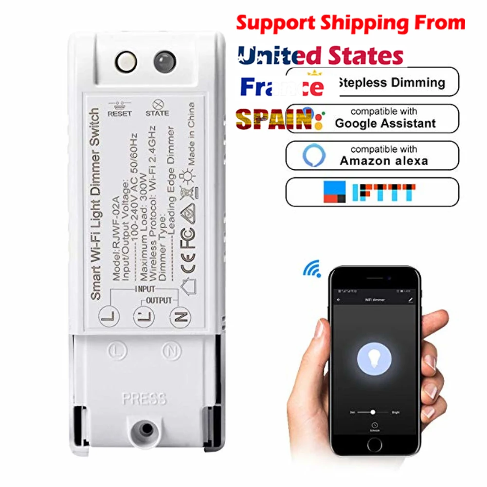 Умный голосовой контроль Diy Wifi диммер, модуль, светильник, переключатель, беспроводное управление, домашняя Автоматизация, 110-240 В, работа с Googel Home Alexa