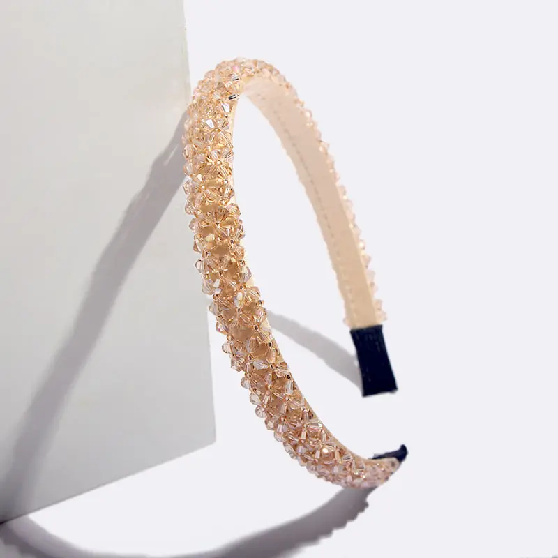 Flatfoosie Crystal Beaded Hair Band Fashion Headwear Girl Women Handmade Hair Accessories Headwear Party Wedding Headbands