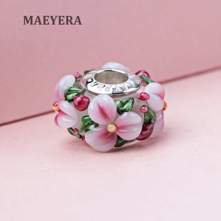 MAEYERA Аутентичные 925 Серебряные сердечники персиковые розовые стерео лепестки