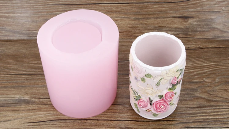 Держатель для ручки с цветами 3d формы силиконовая форма цемента из гипсовой