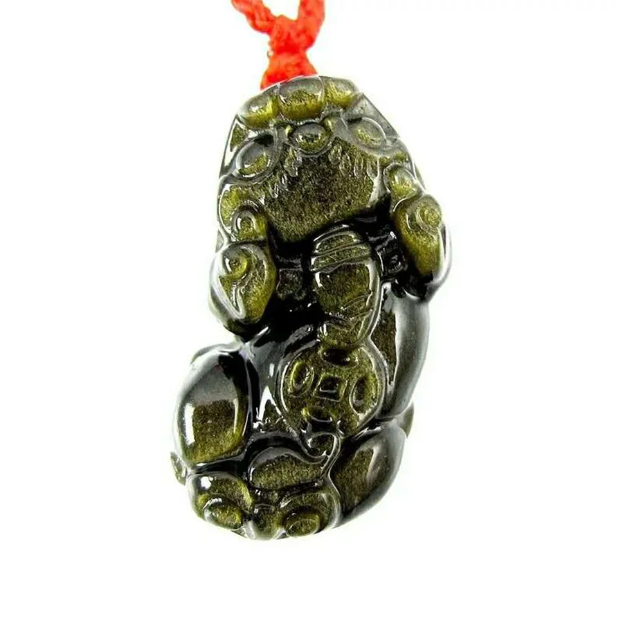 Подлинное натуральное золото Обсидиан драгоценные камни кристалл Pi Xiu форма