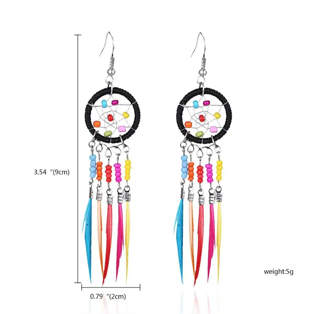 6 Rinhoo Bohemian Ethnic Long Statement Colorful Tassel Drop Earrings Boho Beads Fringe Earrings Women Fashion Dangle Earring - Окраска металла: 6