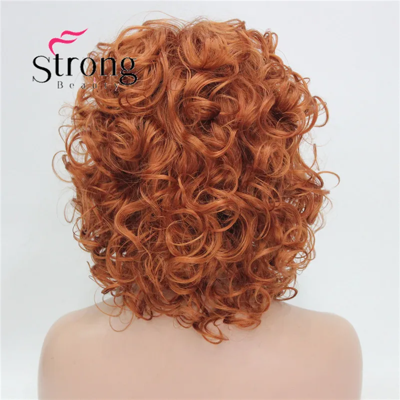 StrongBeauty короткий супер кудрявый толстый блондин полный синтетический парик парики - Цвет: 130A Copper Red