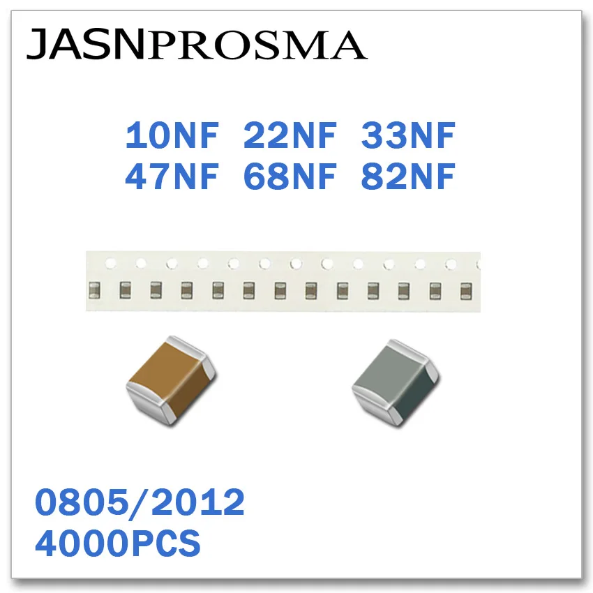 JASNPROSMA 4000 шт 0805 2012 X7R RoHS 50V 10% 10NF 22NF 33NF 47NF 68NF 82NF SMD высокое качество конденсатор K B