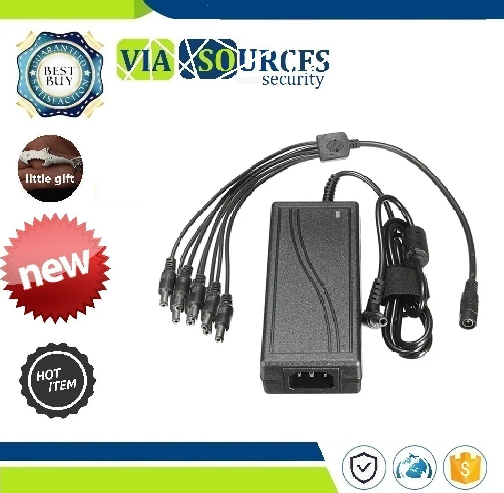 Camera/Radios Surveillance CCTV NEW DC 12V 5A Monitor Power Adapter Supply + 8 Way Splitter Cable | Безопасность и защита