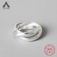 s990 sterling silver rings for women high quality matte three circles silver rings jewelry
