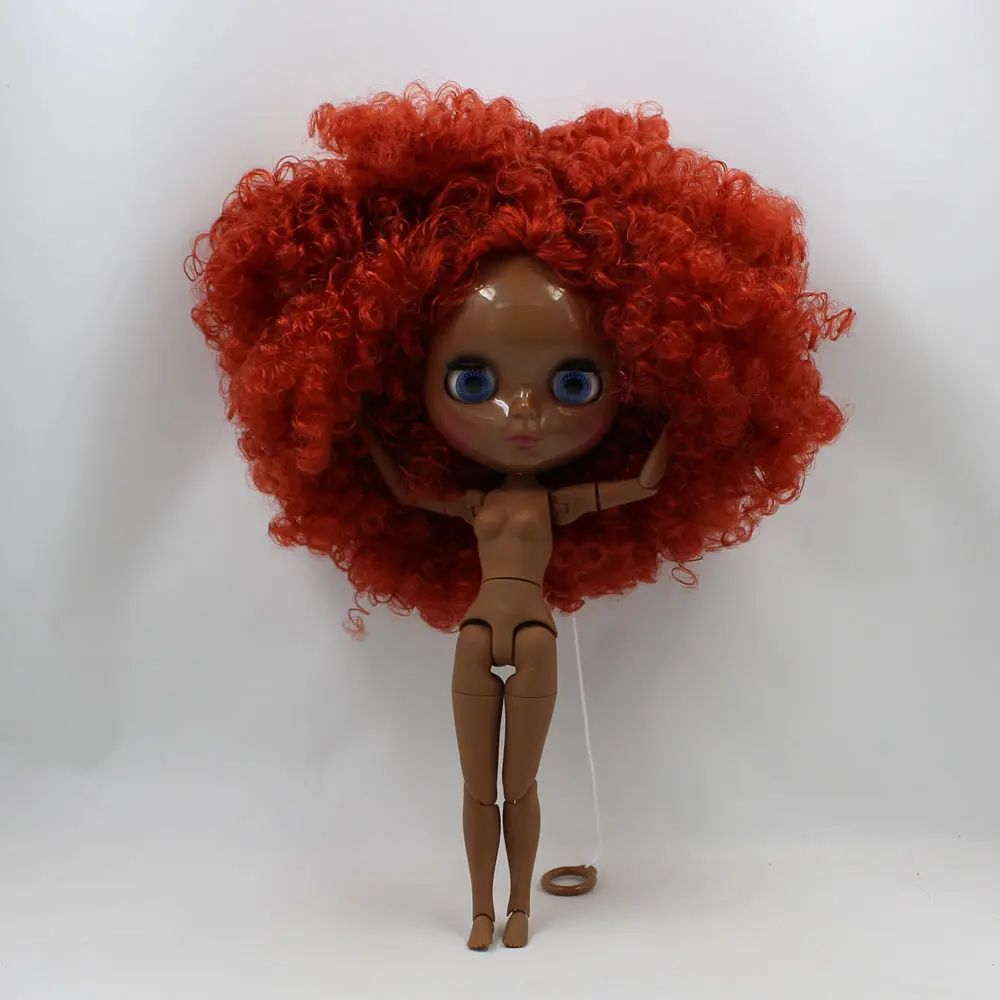 

ICY DBS Blyth doll super black skin red brown hair joint body shiny face 1/6 bjd 30cm toy