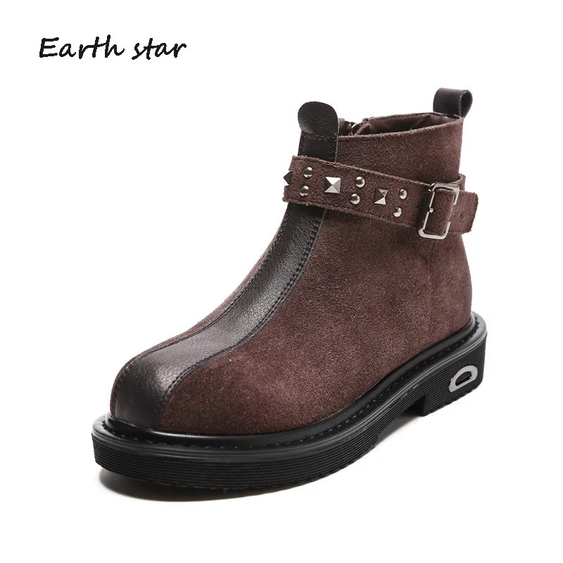 Обувь в стиле ретро с принтом EARTH STAR Женские модные брендовые Ботинки Martin