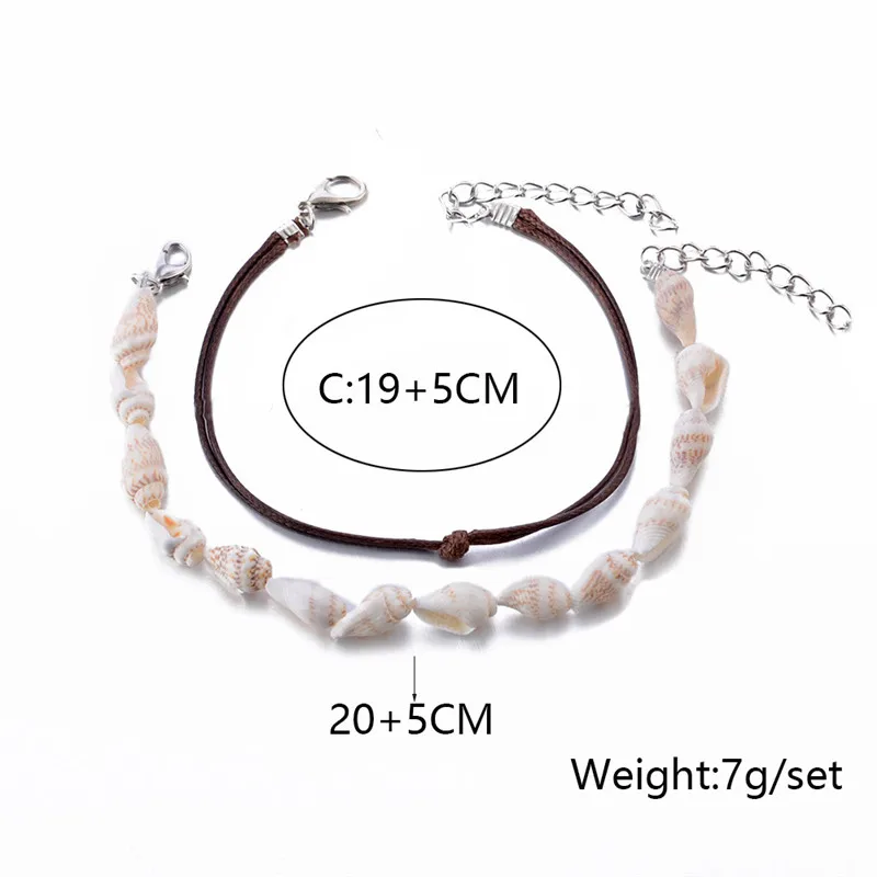 CAIYLAAM богемный Для женщин браслеты оболочки природа бижутерия для ног летние