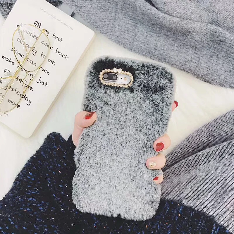 Luxury Fur Phone Case For iPhone X 8 8plus 7 7plus 6 6s Winter Warm Furry Cover | Мобильные телефоны и аксессуары