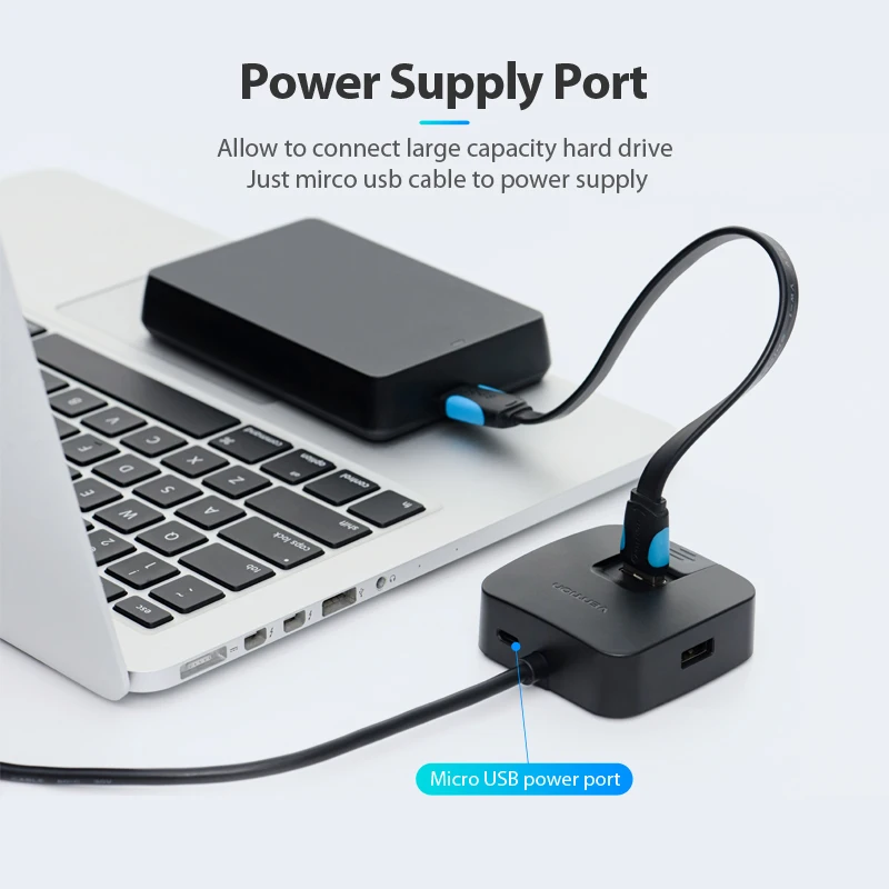 Концентратор Vention с 4 портами USB 3 0 порт питания Micro и держатель для телефона usb