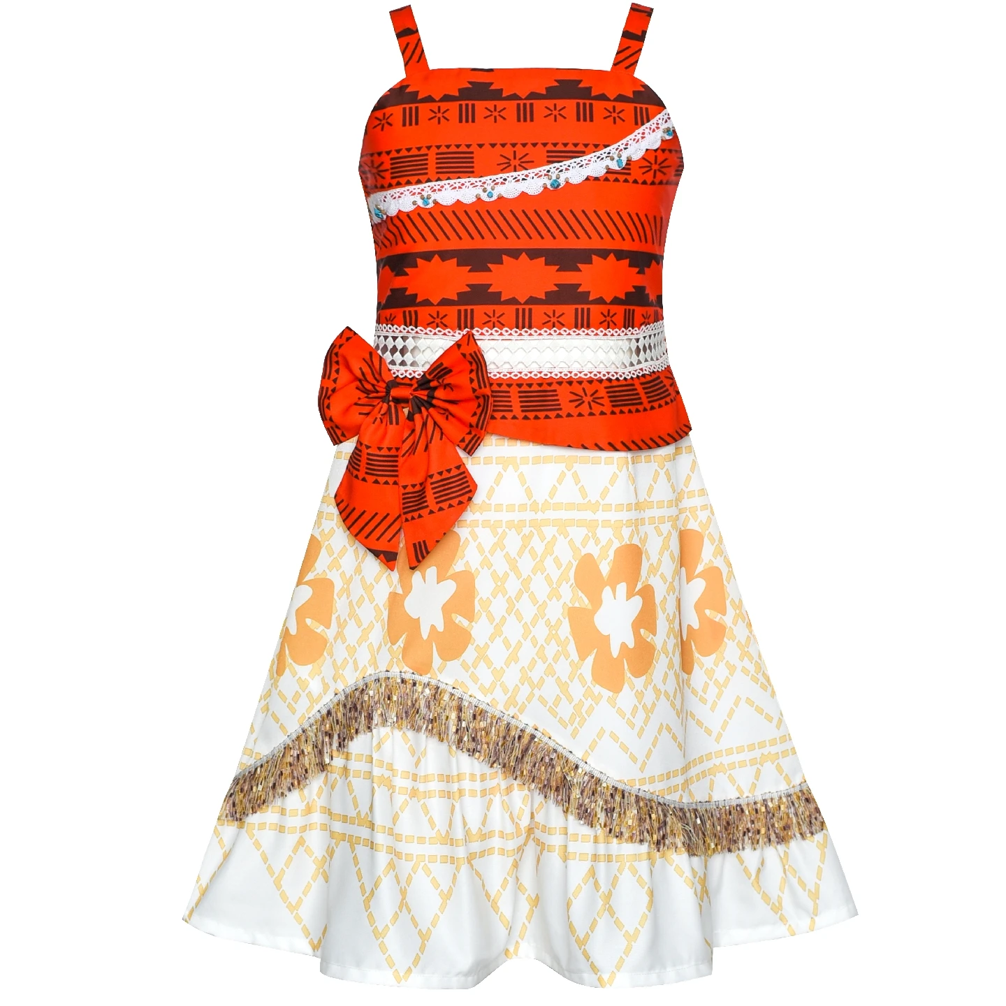Sunny Fashion платья для девочек Цветок Девушка Платье Моана Костюм Мультфильм Косплей