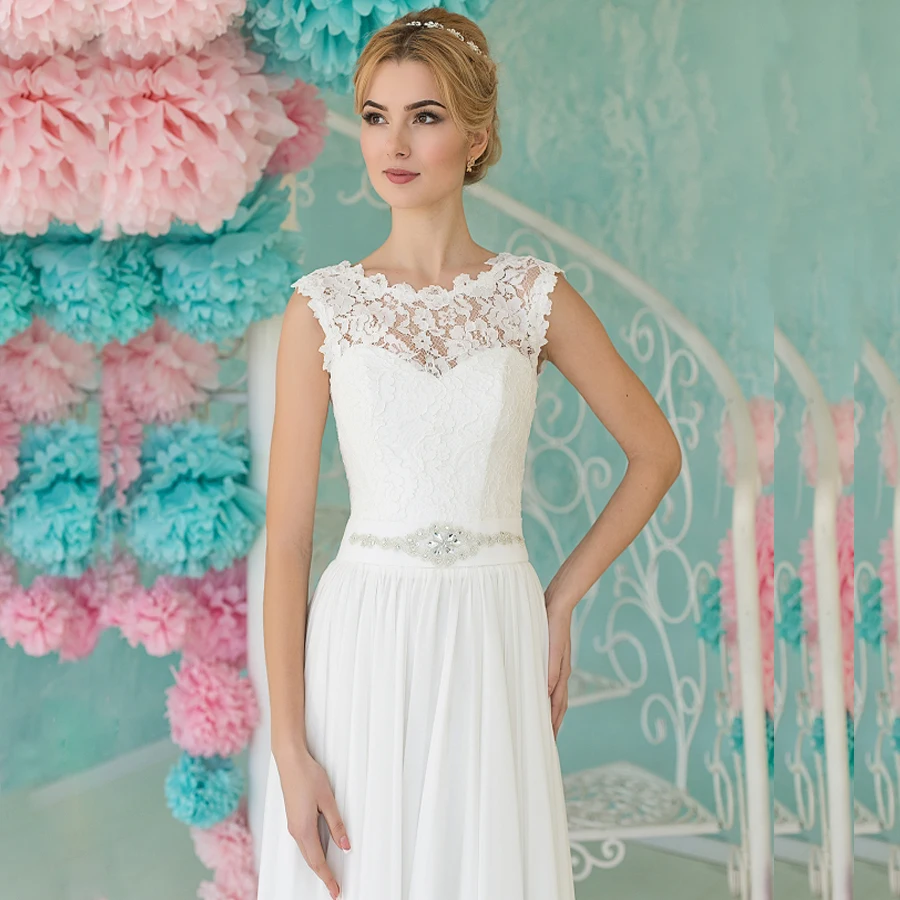 2019 Дешевые Свадебные платья с рукавами крылышками Robe De Mariage кружевное шифоновое