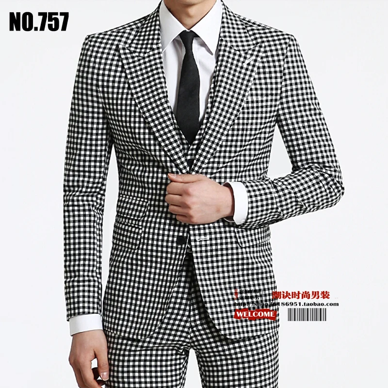 

Spring and Autumn trim men's coat Business casual plaid high quality large size