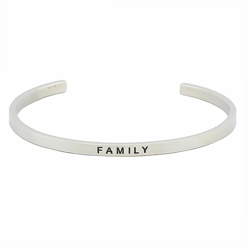 Женский браслет с мантрой из нержавеющей стали серебристого цвета