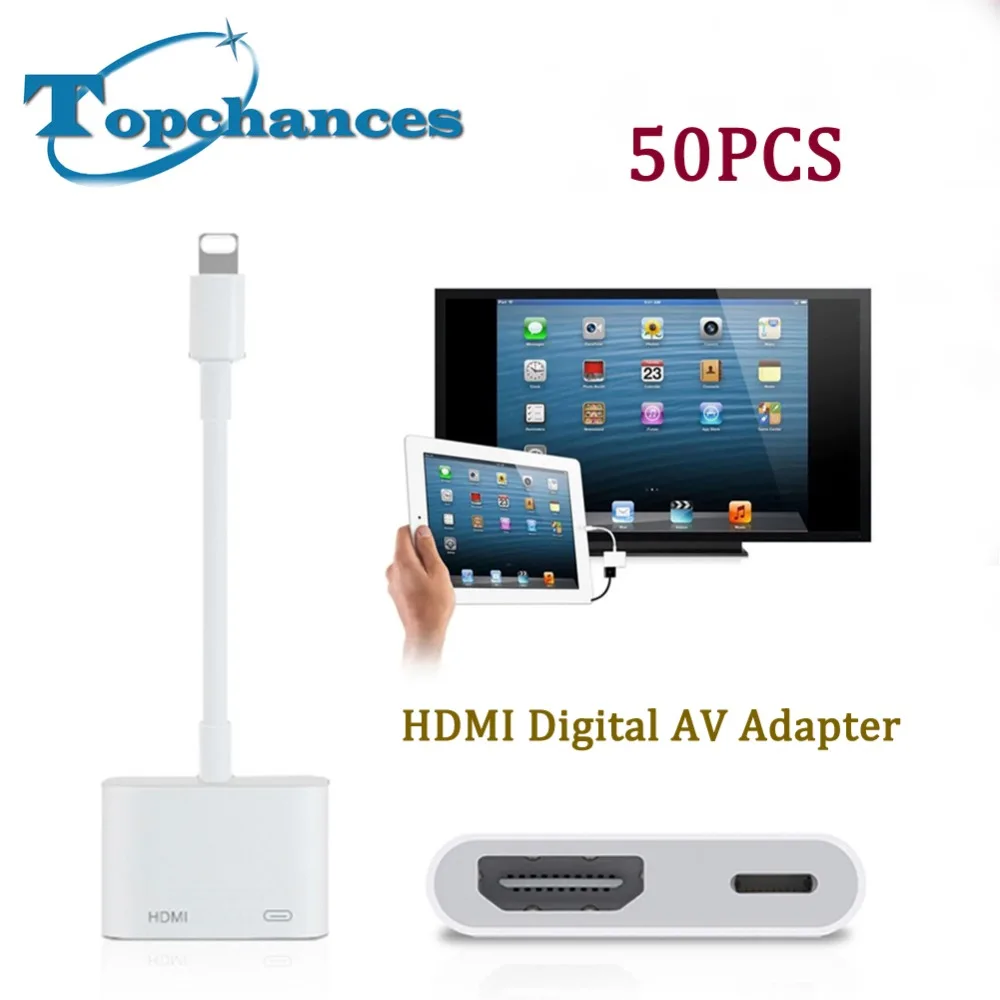 Оптовая продажа 50 шт. адаптер Lightning AV HDMI / HDTV TV цифровой Кабельный для iPhone8 6 6s 7 7plus