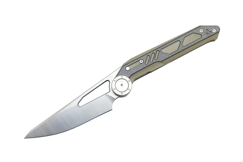Темный хаки NOC DG-04 portable folding knife 440C blade G10+ carbon fiber handle camping hunting outdoor survival kitchen knife EDC tool - Цвет: Темный хаки