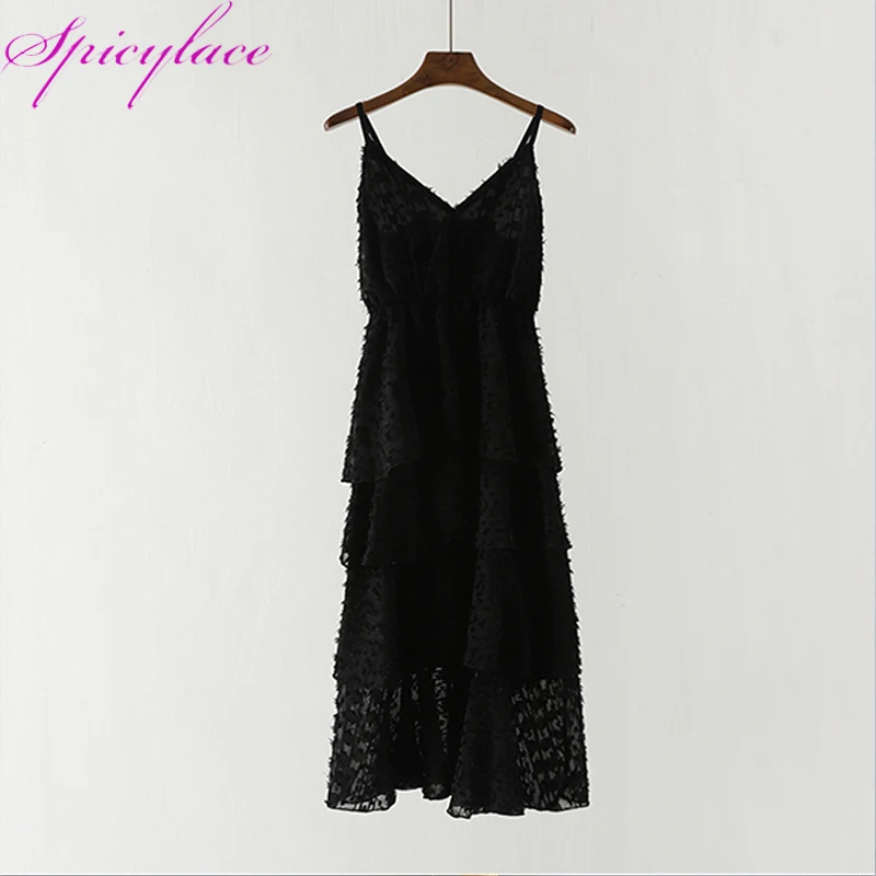 2019 летнее Новое Женское французское платье на бретельках с v образным вырезом без