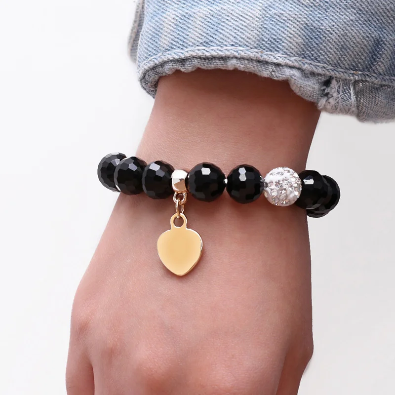 Романтические браслеты в форме сердца для женщин золотые с подвесками