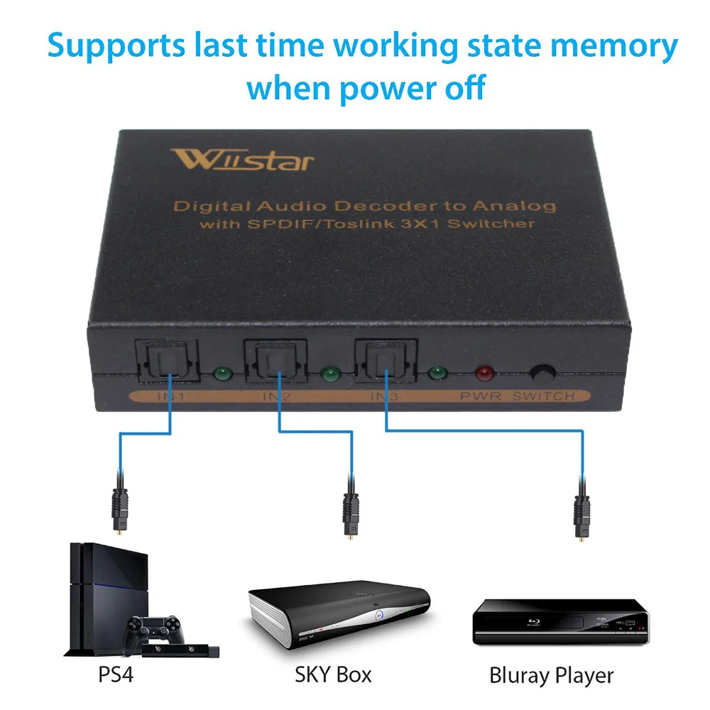 Wiistar цифро аналоговый декодер оптический/Toslink к L/R RCA 3 5 мм стерео аудио с