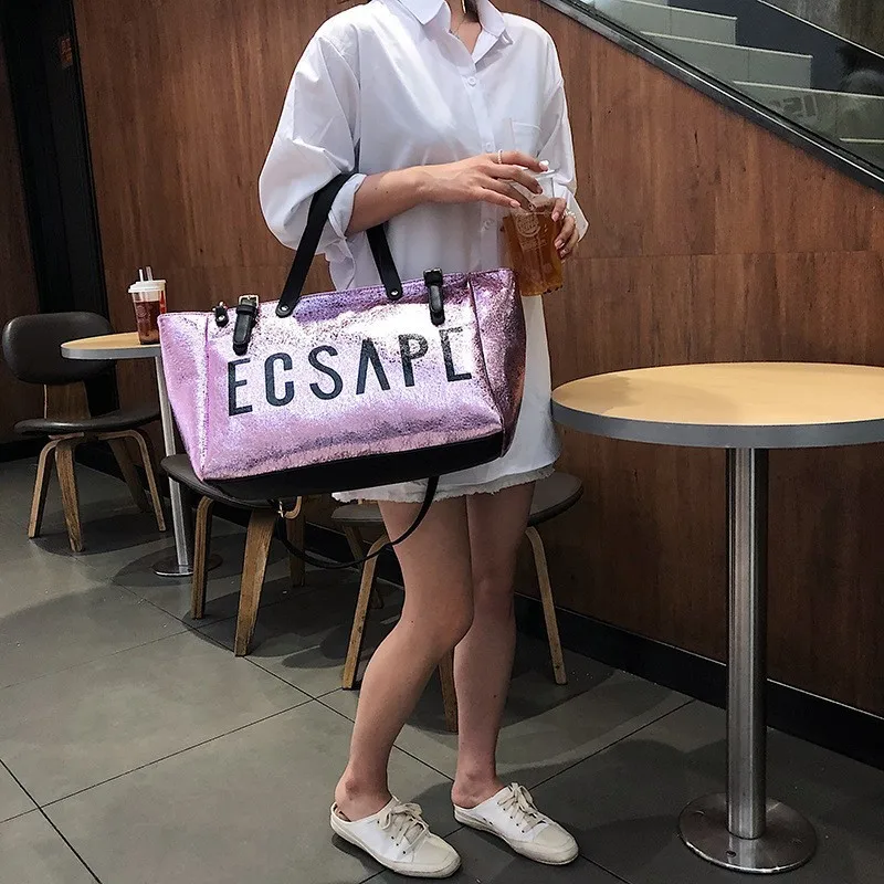 Sequin Luggage Travel Bag Organizer Outdoor Woman Sports Bags For Fitness Training Yoga Duffle Bag Glitter Pink Gym Bags Women