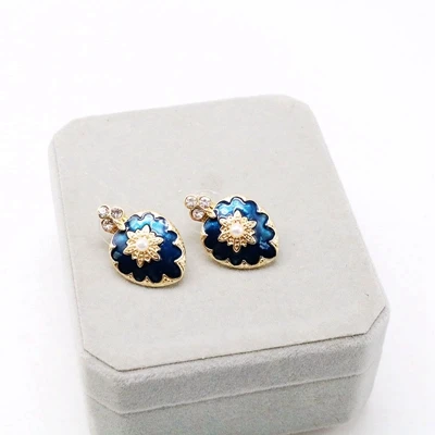 No.6 with stud Free Shipping Round Square Earring Multi-Colors European Geometry - Окраска металла: No.6 with stud