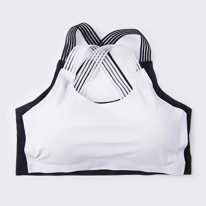 CHRLEISURE размера плюс женский спортивный бюстгальтер дышащая сетка без