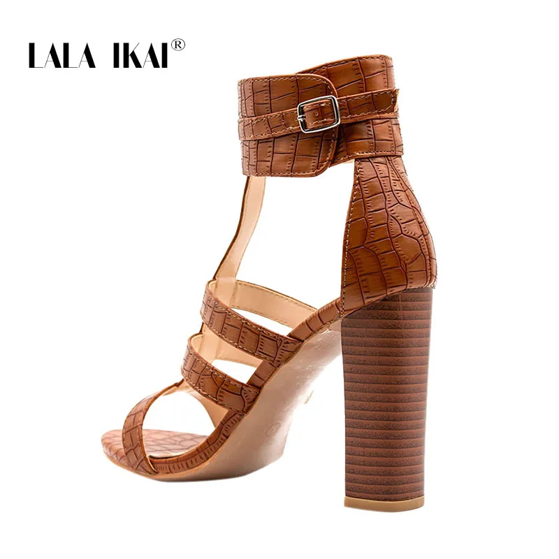LALA IKAI/женские сандалии гладиаторы на высоком каблуке летние туфли с ремешком