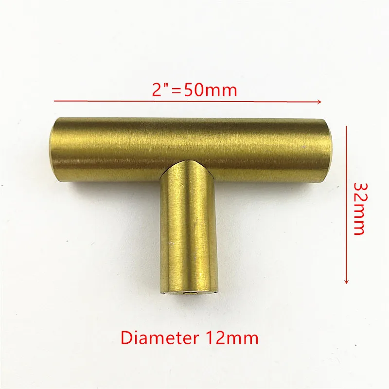 2inch center hole Диаметр 12 мм Нержавеющая сталь матовая золотая ручка дверца кухонного шкафа Т-образная ручка "~ 24" - Цвет: 2inch center hole