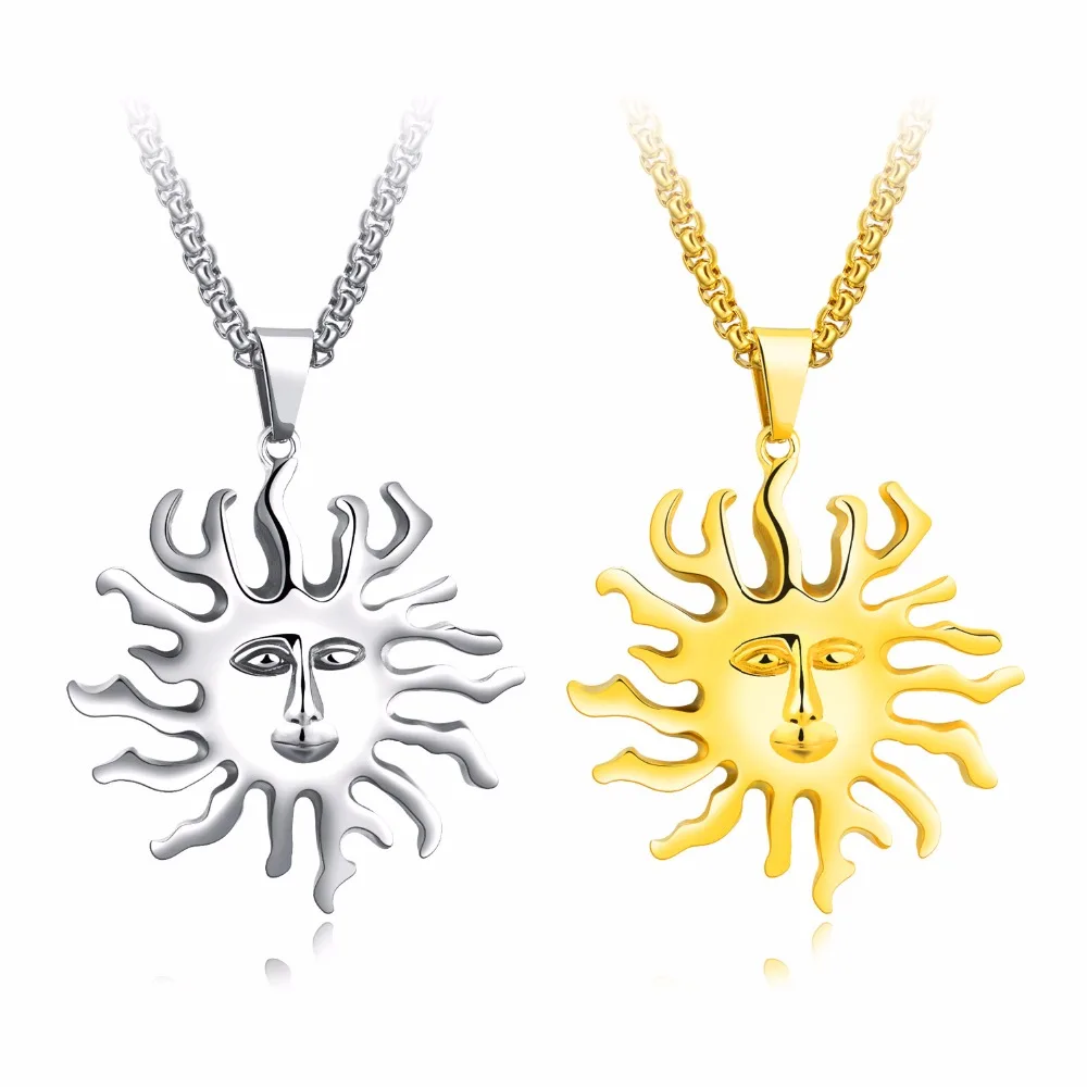 SIZZZ 2017 New European and American accessories wholesale retro titanium steel men's sun pendant | Украшения и аксессуары