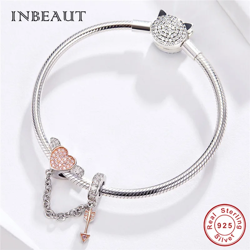 INBEAUT 100% 925 пробы серебряные бусины для безопасной цепочки в виде любящего ангела