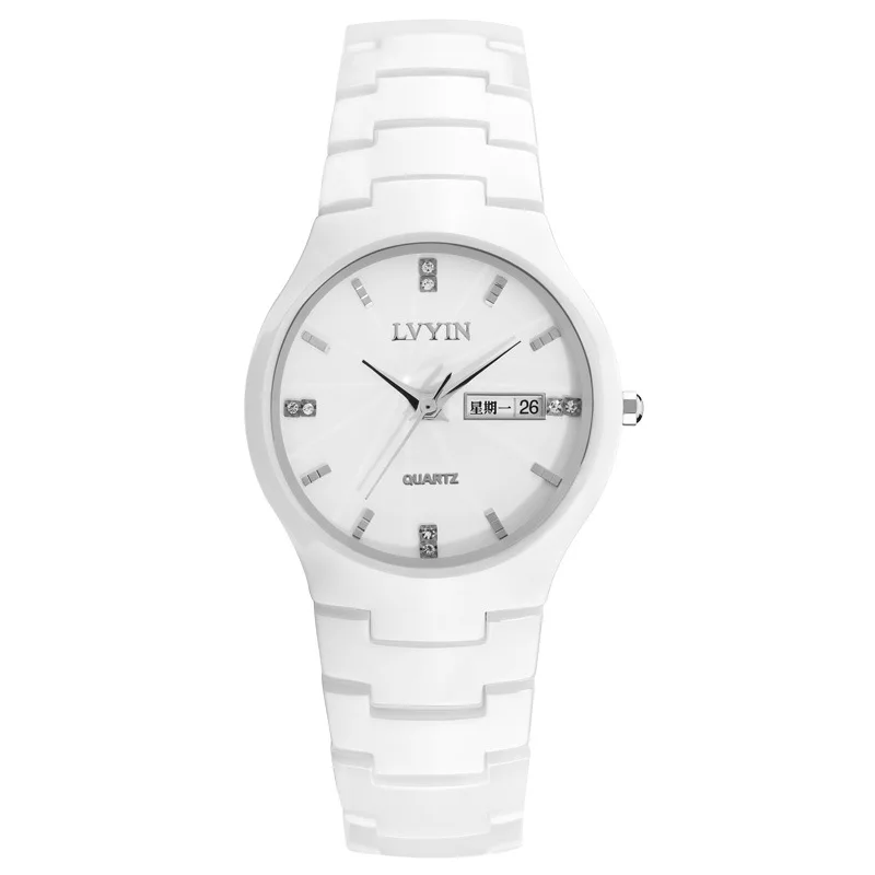 luxury womens watches ceramic black white female clocks lvyin brand woman watches waterproof quartz diamond ladies wristwatch - Цвет: men