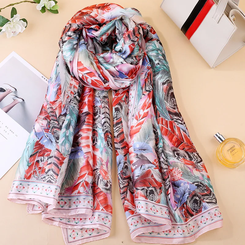 Новинка гладкий шарф с рисунком перьев шали для женщин и девочек модные летние