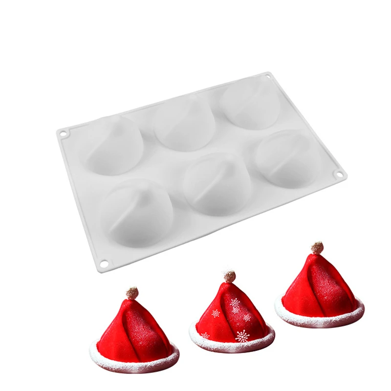 Рождество Новый 6 полости Кепки мусс силиконовые DIY Пирог Mold антипригарным
