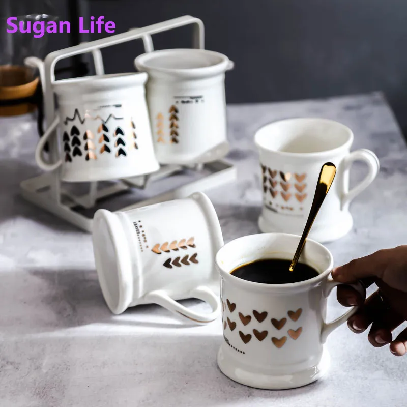 NEW Creative Vintage Gold Love Ceramic Coffee Mug Porcelain Juice Drinking Water Milk Tea Cup Gift for Friend Couple | Дом и сад