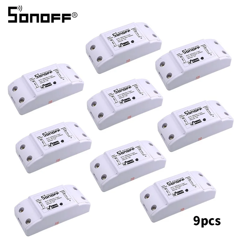 9pcs 2/4/8/15 шт. Itead SONOFF Basic умный дом переключатель Wi-Fi DIY таймер Беспроводной триггерный релейный модуль 10A 220V светильник Управление для Ewelink/Alexa - Комплект: 9pcs