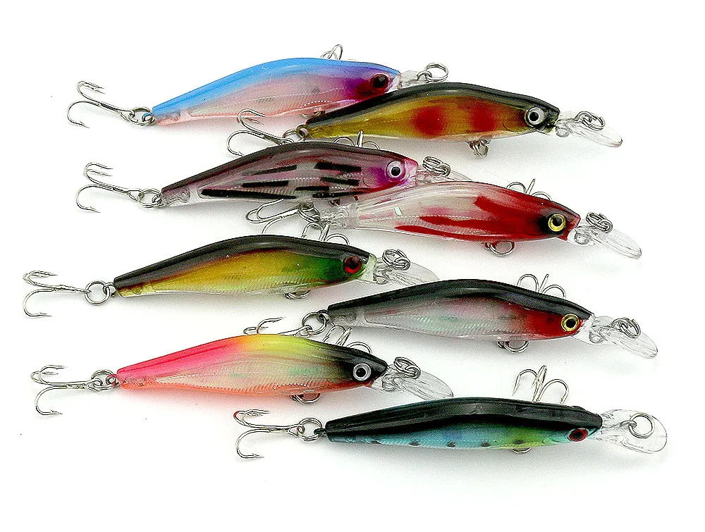 

8 pcs Artificial Fishing lures 8cm-6.3g Minnow lure ABS Plastic Swimming Pike Bait Bass Lure(MI082)