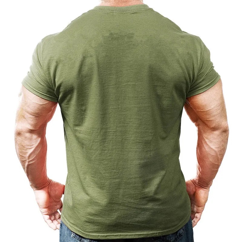 Mens Short sleeve Solid Cotton T-shirt Gyms Fitness Bodybuilding Workout t shirts Summer Casual Slim Tee Tops Crossfit apparel | Мужская