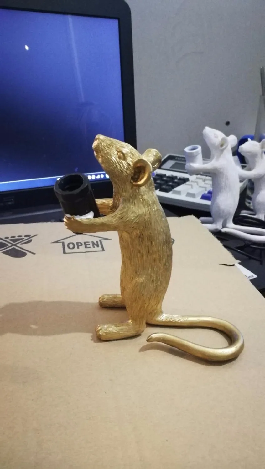 Художественные настольные лампы в виде Золотой мыши крысы черные золотые