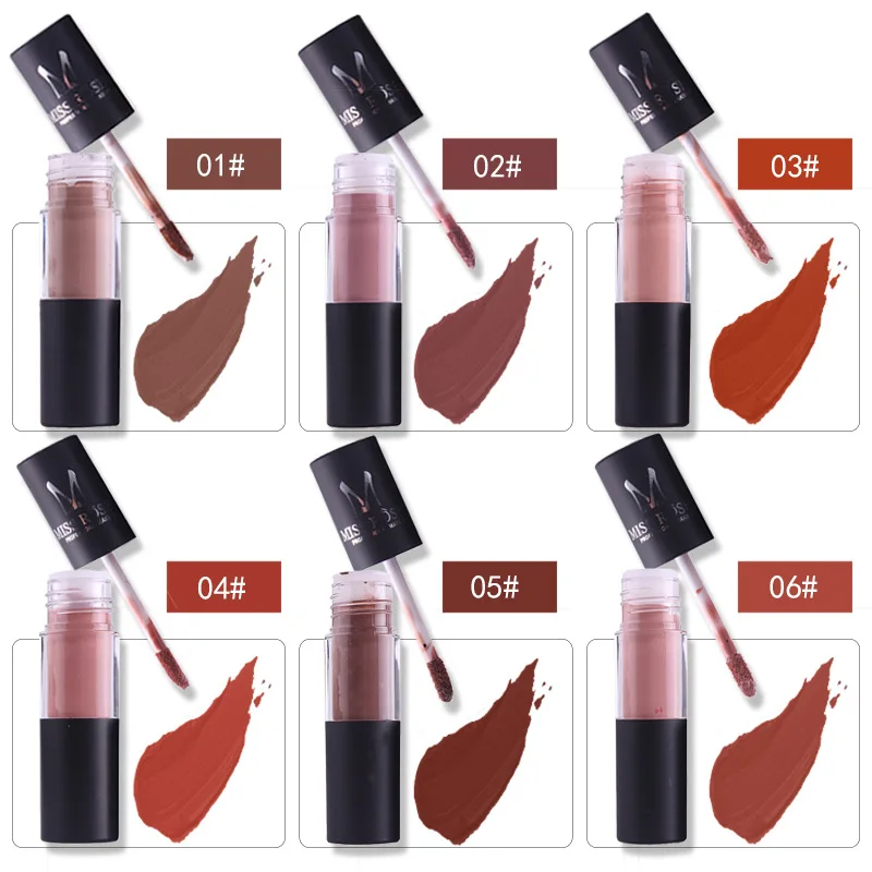 Модная коричневая темно-красная питательная помада блеск Матовая жидкая с