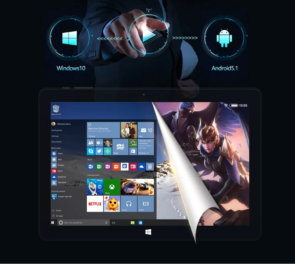 ALLDOCUBE планшеты ПК 10,1 дюймов 1920*1200 4G/64G Windows10+ Android5.1 Двойная Загрузка планшеты ips Четырехъядерный 4 Гб ram 64 Гб Rom планшет