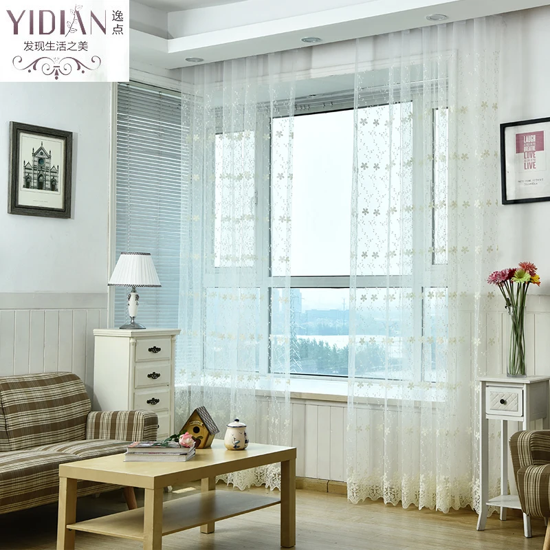 Шторы молочно белый тюль современные для Гостиная просвечивающие Кружево окно